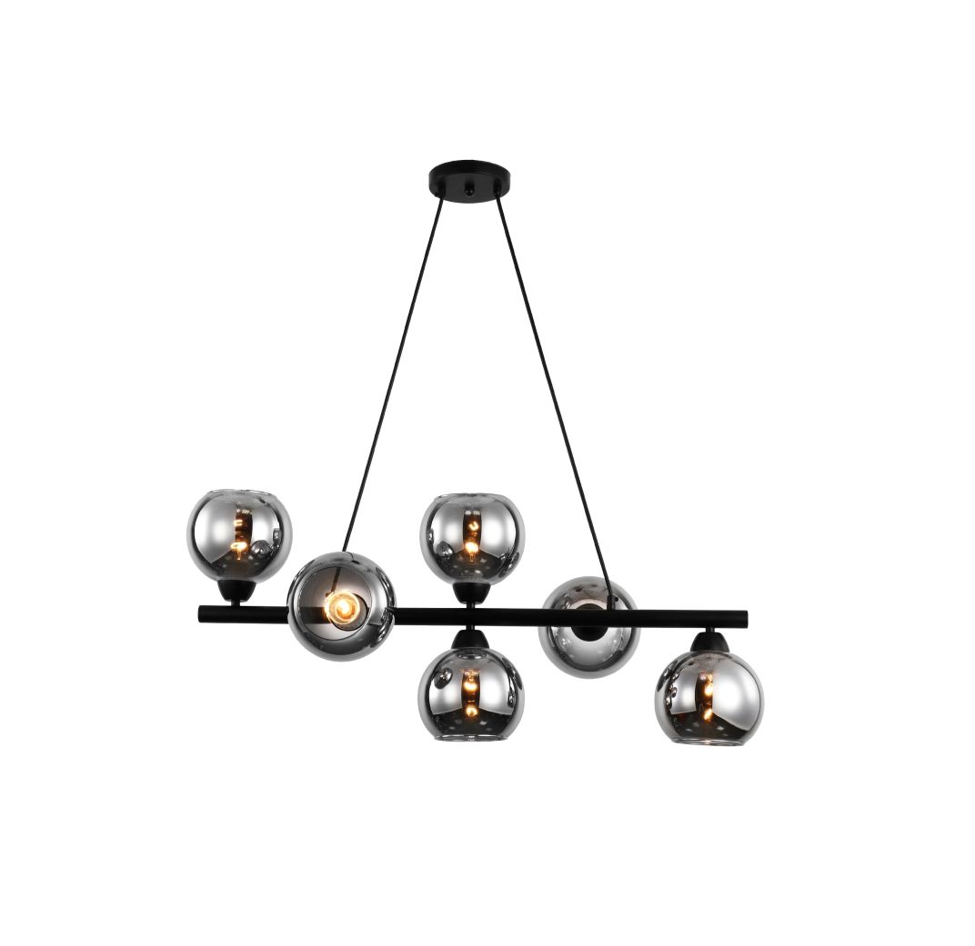 [L002272] LAMPARA COLGANTE S/B E27 6X40W NEGRA LC