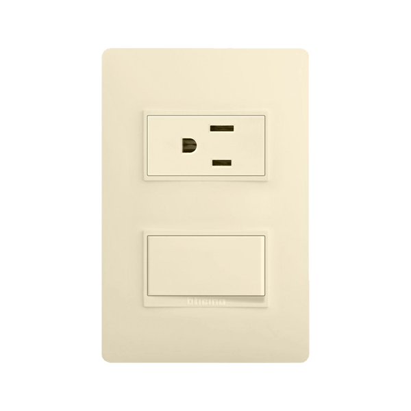 [LUZ0030] [LUZ0030] SWITCH COMBINADO 2P+T 15A 125V MARFIL LUZICA BTICINO